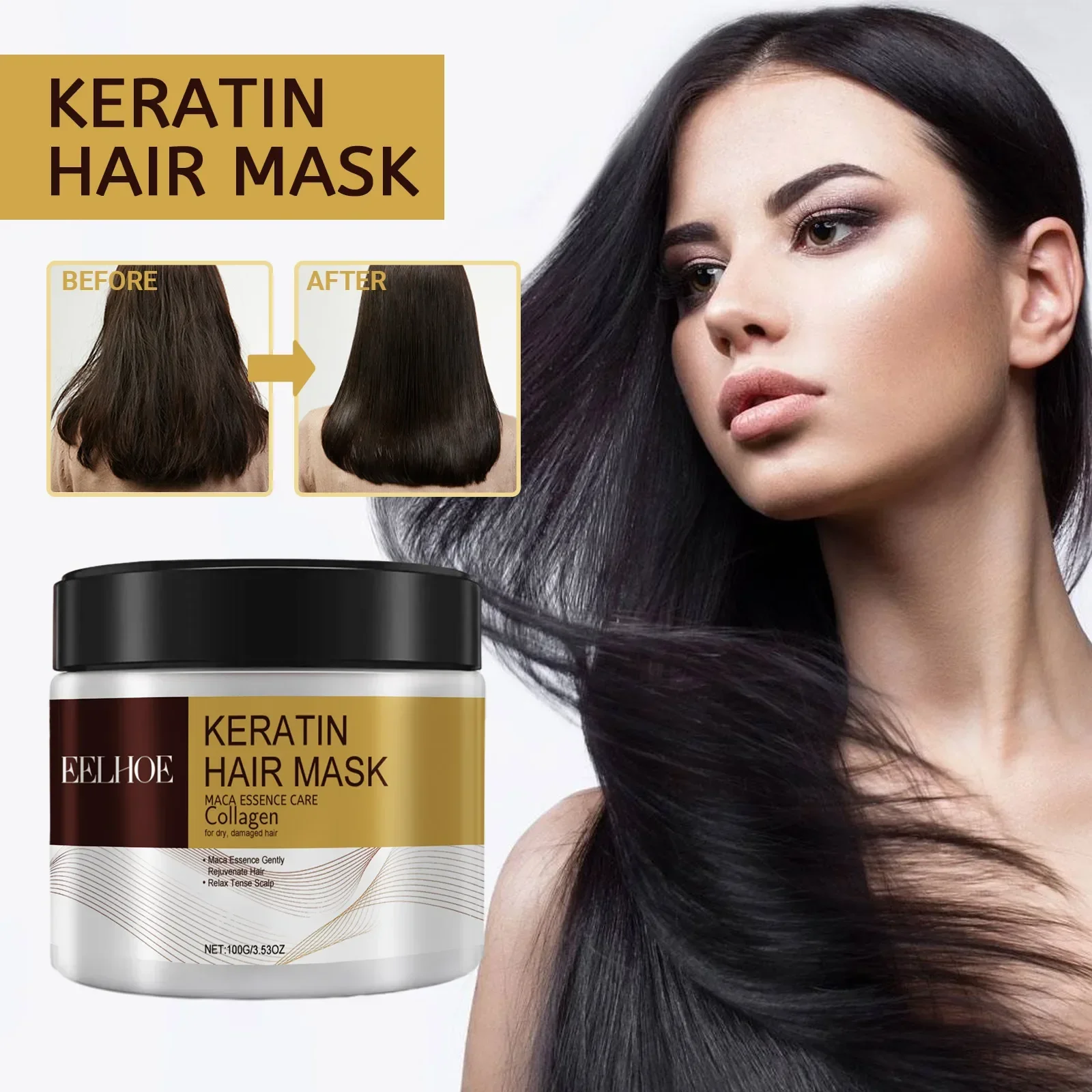 Hair Mask Natural Repair Prevent Dryness Split Ends Repair Damage Frizz Tangles