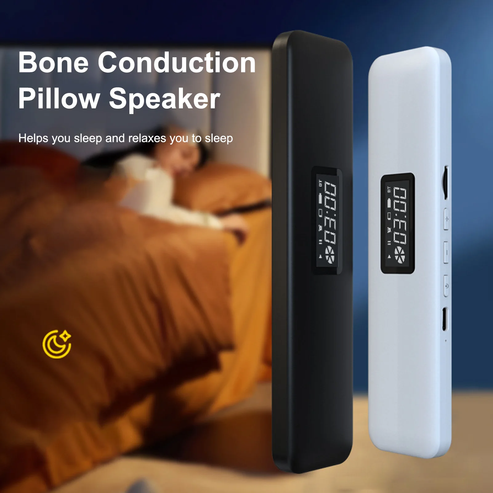 Bluetooth Speaker Mini Bluetooth Speaker Audio Speaker Bone Conduction Speaker Pillow Speaker Wireless Bluetooth Sleep Aid Timer Function Bone Conduction Manual Volume Control with Digital Display for Home