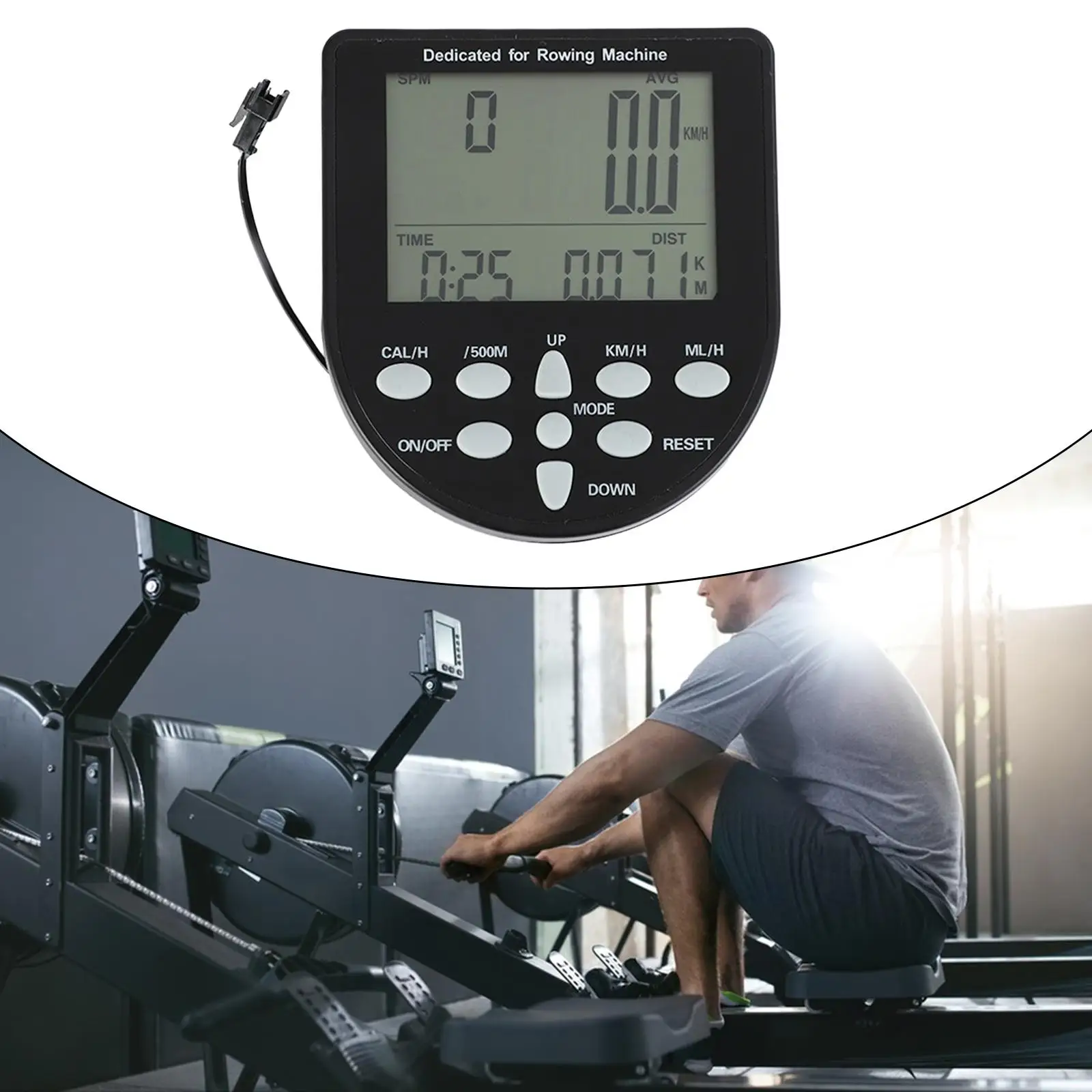 Water Resistance Rowing Machine Counter Timer Multifunctional Monitor Meter for RPM Calories Fan Bikes Fitness Bike