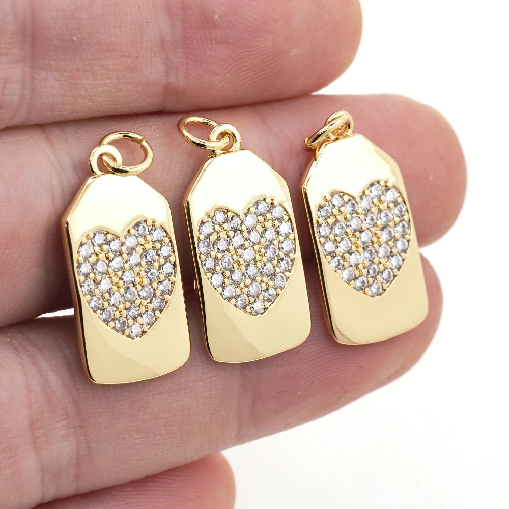 

Fashion Geometric Heart Necklace Pendant Zircon Gold Plated Charm Jewelry Making Vintage Accessories Gift Wholesale For Couple