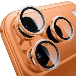 Premium Metal Camera Lens Protector with Air Ring Lens Glass - Pro Max Accessories - 17Pro - 17ProMax(3PCS) (Orange)