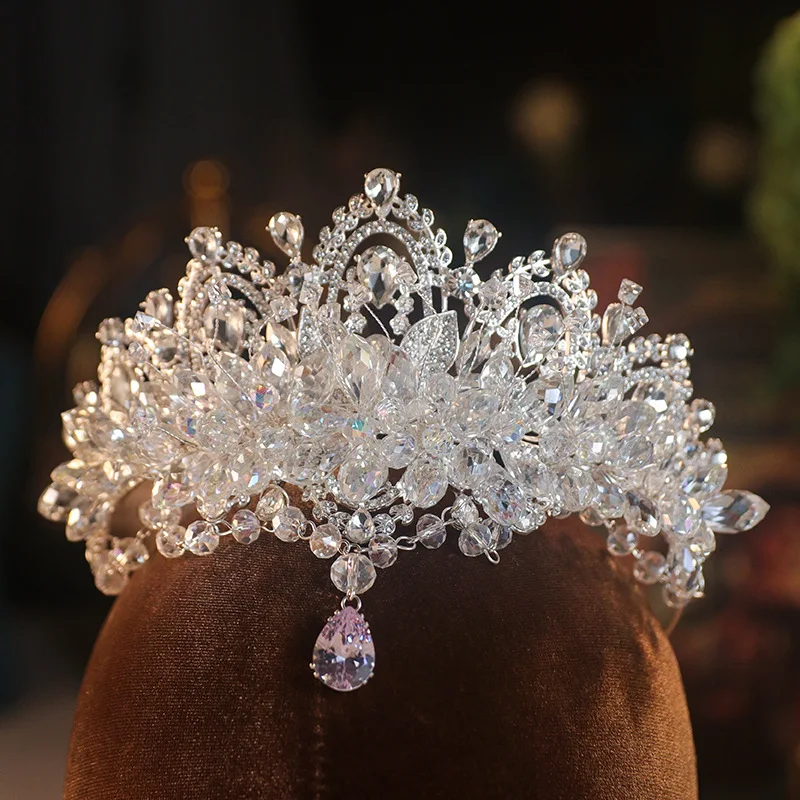 DIEZI Luxury Flower Water Drop Tassel Pendant Tiara Crown  display picture 3