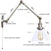 IWHD Long Swing Arm Loft LED Lamps Industrial Vintage Cafe Bar Balcony Bedside Lamp Pull Chain Switch Clear Glass Mirror Light 2