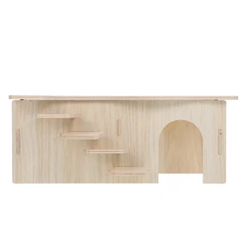 Hamster House Hideout Mouse Wooden Habitat Toys with Ladder Guinea Pig Hiding Supply Multifunctional Place
