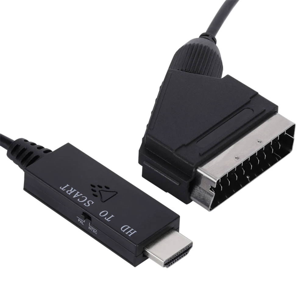 Converter Adapter Plug and Play with USB Power Cable HDMI-Compatible To Scart Converter Cable Low Power Consumption