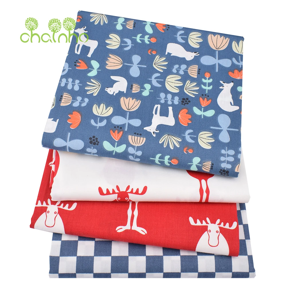 Chainho,Printed Twill Weave Cotton Fabric,DIY Quilting Sewing Material,Patchwork Cloth,8 Designs Cartoon Series,2 Sizes,15C238