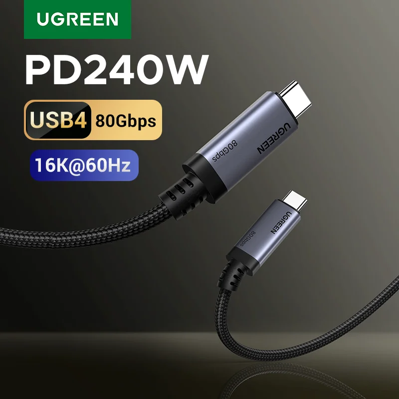 UGREEN High-Speed Aluminum Braided USB-C to USB-C Fast Charging Cable