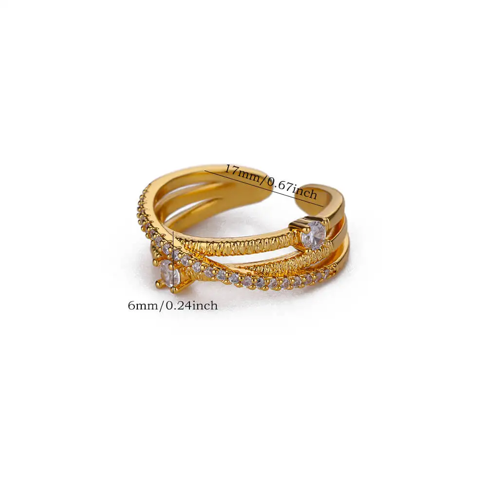 Stainless Steel Minimalist Hollow Zircon Open Rings For Women
