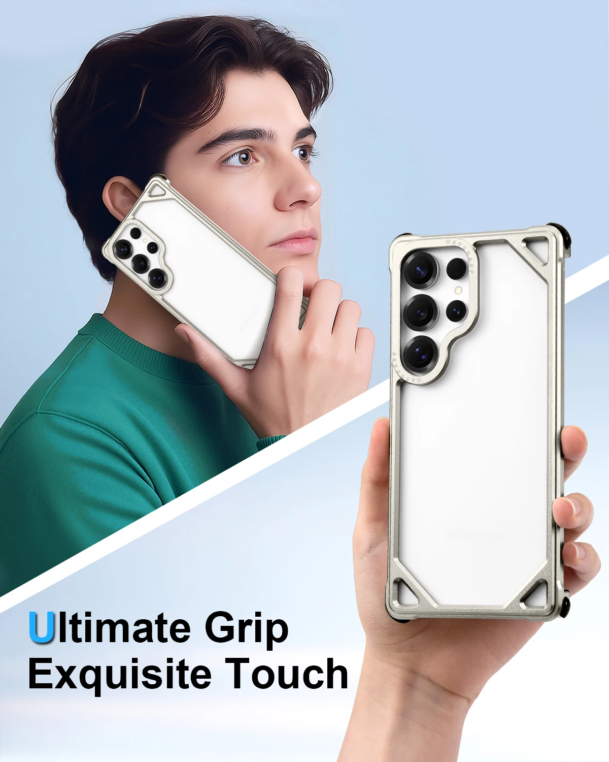 Oatsbasf Ultra-Thin Metal Phone Case - Frameless Minimalist Bumper with Wireless Charging Compatibility