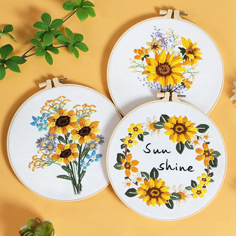 Sunflower Embroidery Kit Cross Stitch Kits Floral Patterns for Beginners Craft Lover