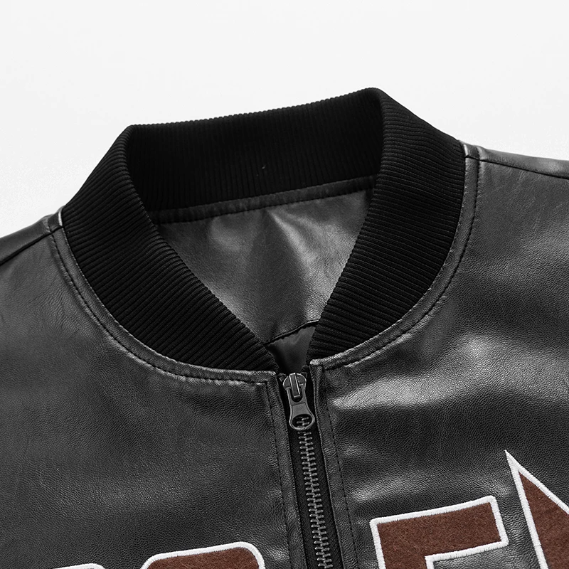 Giacca in pelle uomo PU cappotti Bomber moto Oversize 6XL 7XL 8XL Plus Size Baseball nero autunno campeggio Casual College maschile 2