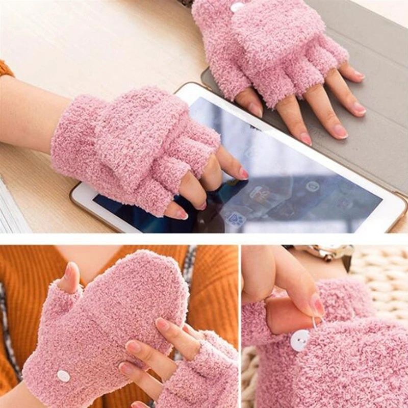 

Winter Warm Thickening Wool Gloves Knitted Flip Fingerless Flexible Exposed Finger Thick Gloves Mittens Men Women Glove