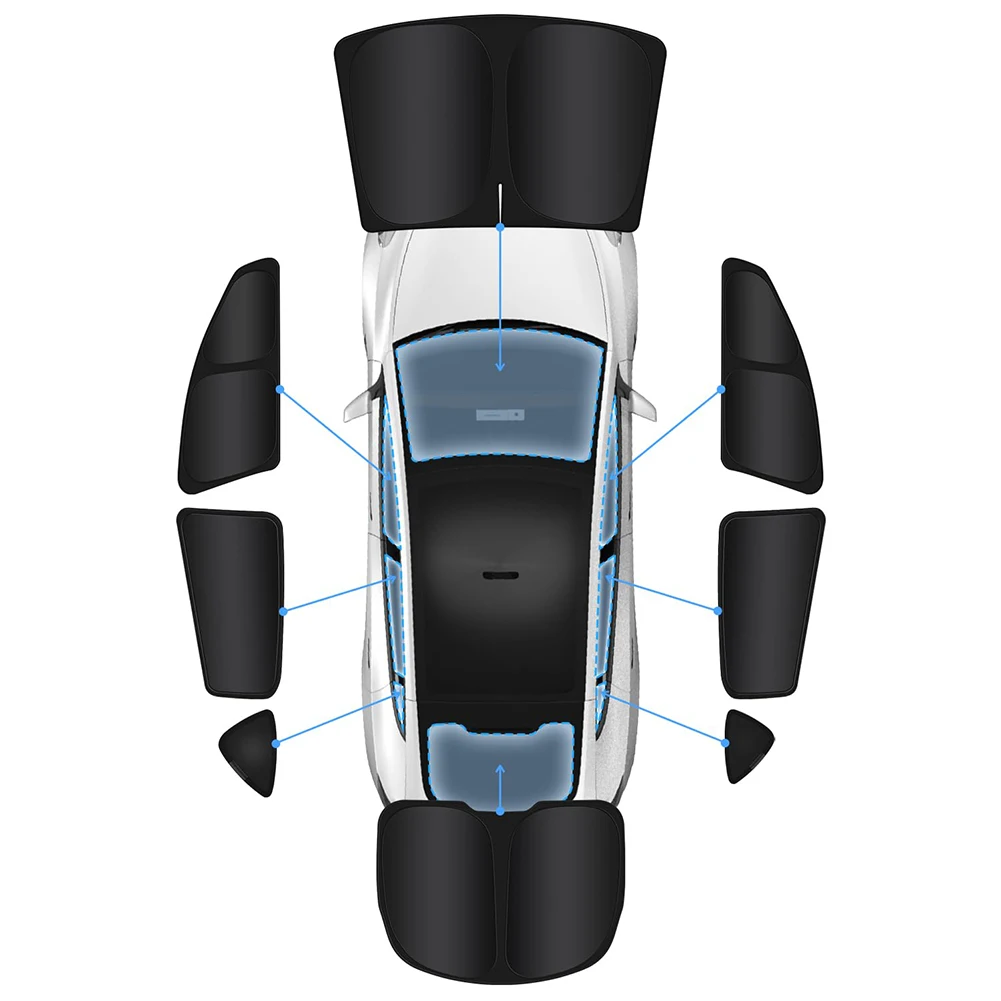 8Pcs/Set Car Multi Sun Shade Ultraviolet Isolation Car Windows Sun Shade Total Blackout Sun Visors for Tesla Model Y 2020-2024