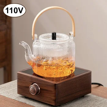 110V Walnut Electric Ceramic Stove Tea Stove Electric Hot Plate Heater Stove Heating Furnace Office Tea Maker Water Boiler 1000W 1