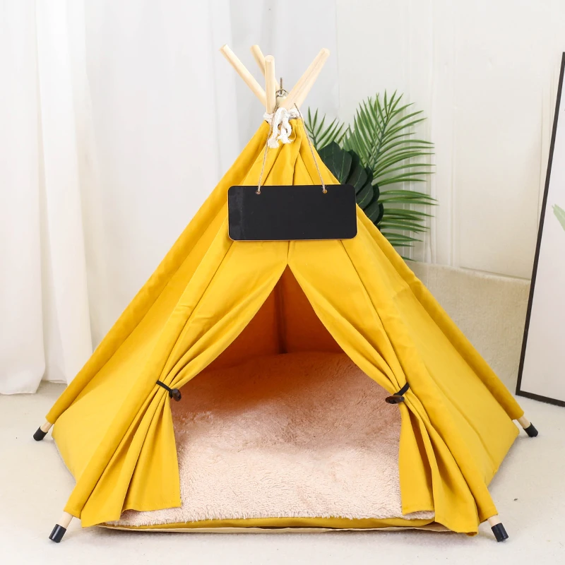 

Pet Tent House with Plush Thick Cushion for Dogs and Cats, Winter Warm Puppies Bed House Indoor Pet Cat Teepee Washable