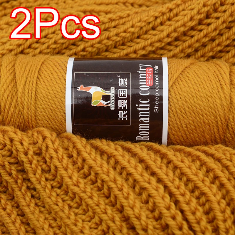 2Pcs total 200g Hand knitting Alpaca yarn Soft Warm Wool Crochet Yarn Thread knit sweater Scarves blanket Gloves line thick lana 3