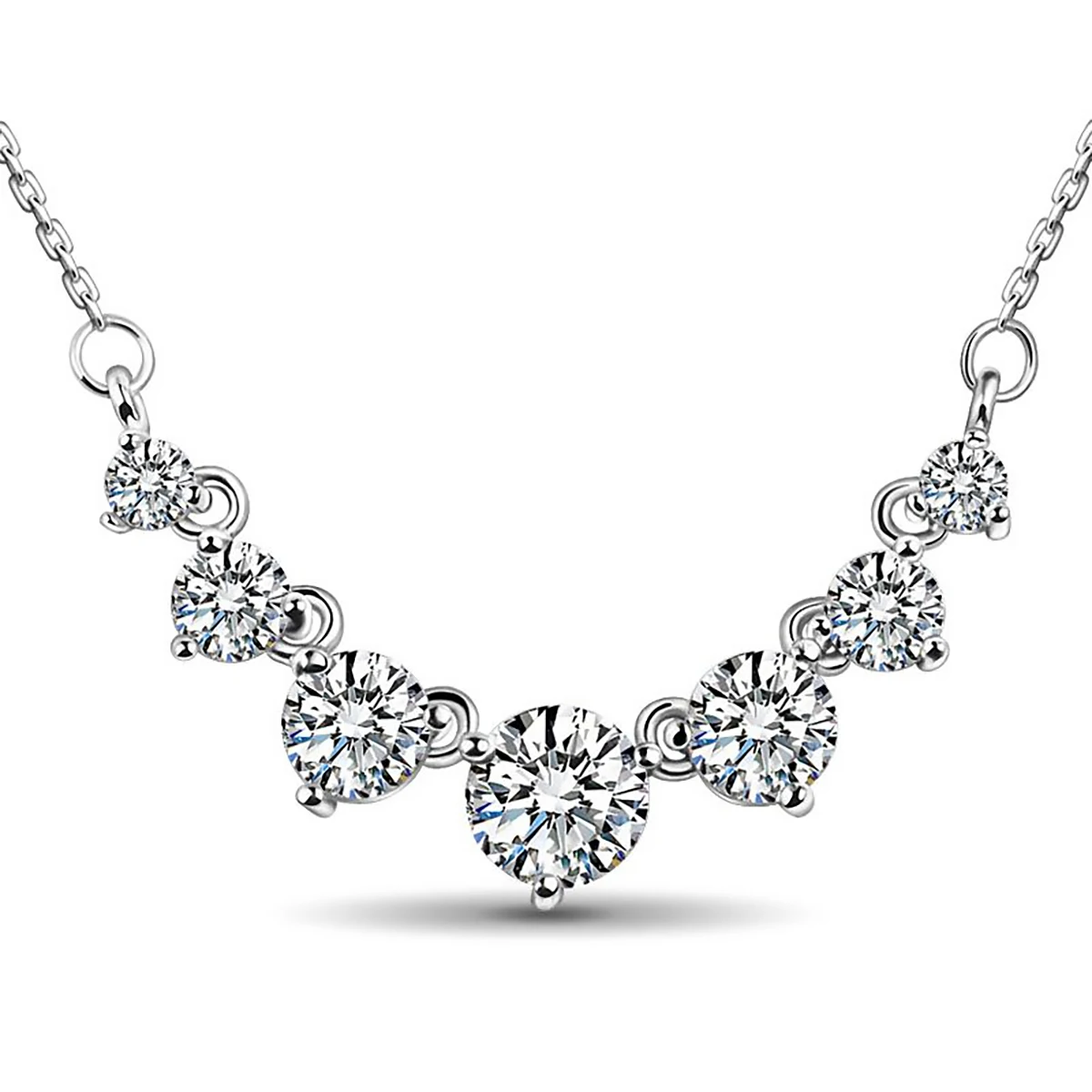 

Smile Full Moissanite Necklace for Women Wedding Fine Jewelry with GRA Certificates 925 Sterling Sliver Shining Female Pendants