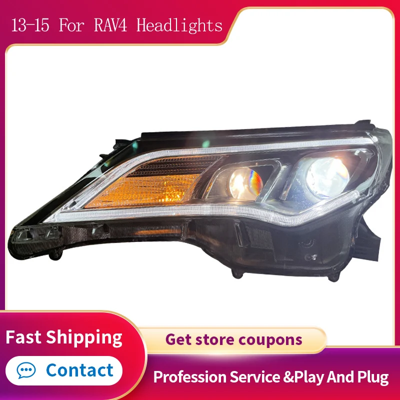 LED Headlight Car Lights for Toyota RAV4 2013 2015 Head Lamp Drl