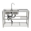 Stainless Steel Vegetable Washing Basin, Sink, Double Groove with Bracket, Thickened Double Basin 1