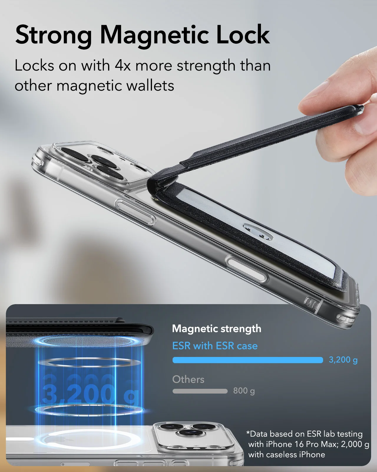 아우라 맥세이프 지갑 비건 가죽 5 카드 홀더 조절 가능한 맥세이프 지갑 여성용 아이폰 17/16/15/14/13/12 시리즈용