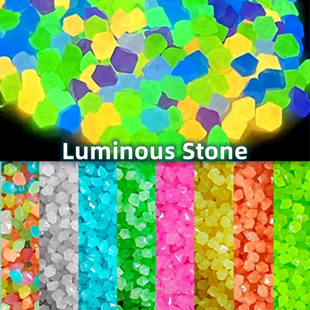 100 Db/Táska Világító Kövek Otthoni Kerti Akvárium Tereprendezés A Sötét Kavicsokban Mesterséges Fluoreszkáló Műanyag Kavicsban