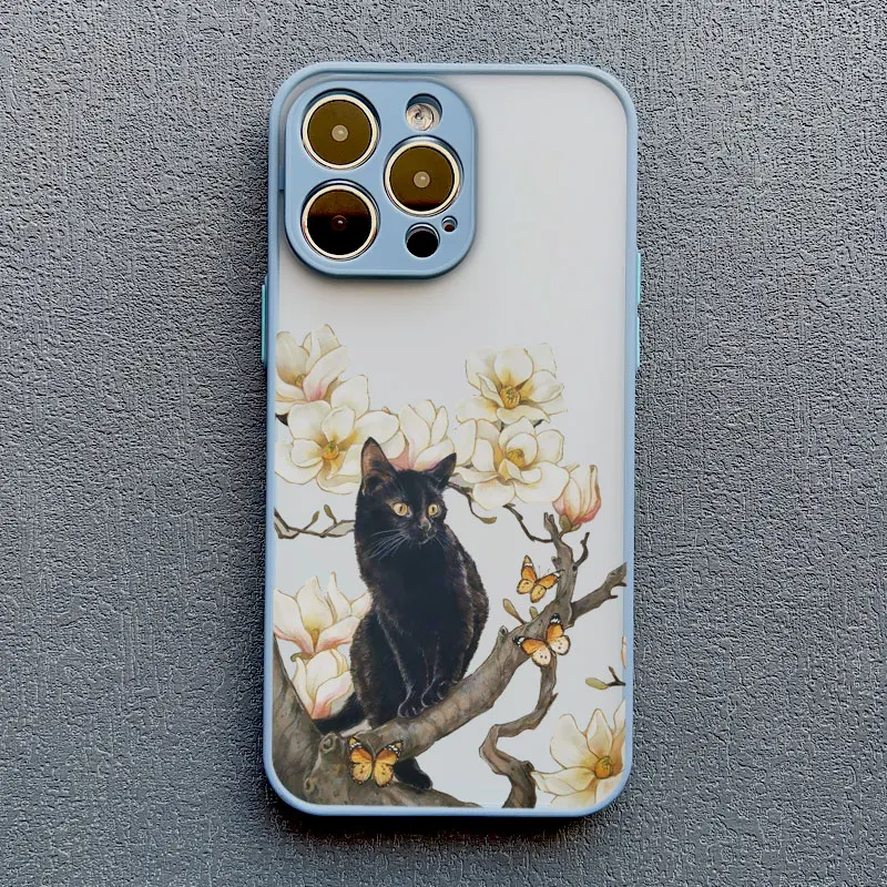 Katze unter Blumen Handyhülle für iPhone 13 11 12 Pro Max Mini 17 16 15 14 Plus Pro Max X XR XS 16 Plus Stoßfeste Rückabdeckung – Detail 8