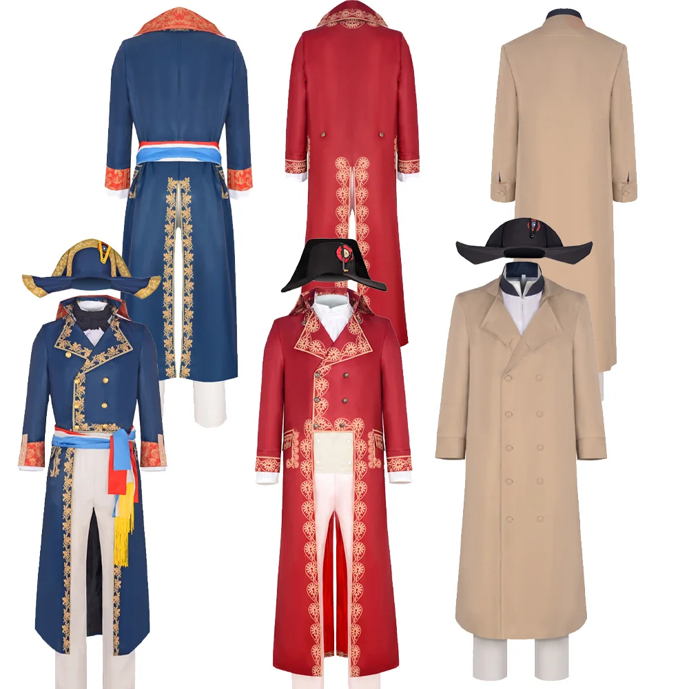 

Movie Napoleon Cosplay Costume Red Blue Brown Uniform Shirt Coat Pants Hat Outfits Fancy Halloween Carnival Party Roleplay Suit