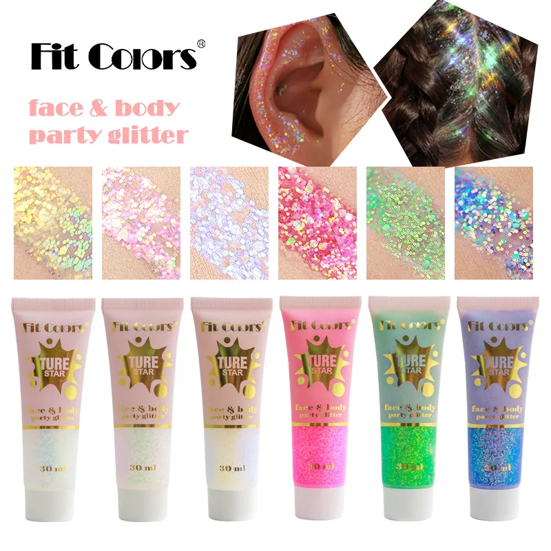 Facial&body Chameleon High Gloss Glitter Powder Long Lasting Waterproof Stage Party Glitter Eyeshadow Hair Face Body Glitter Gel 2
