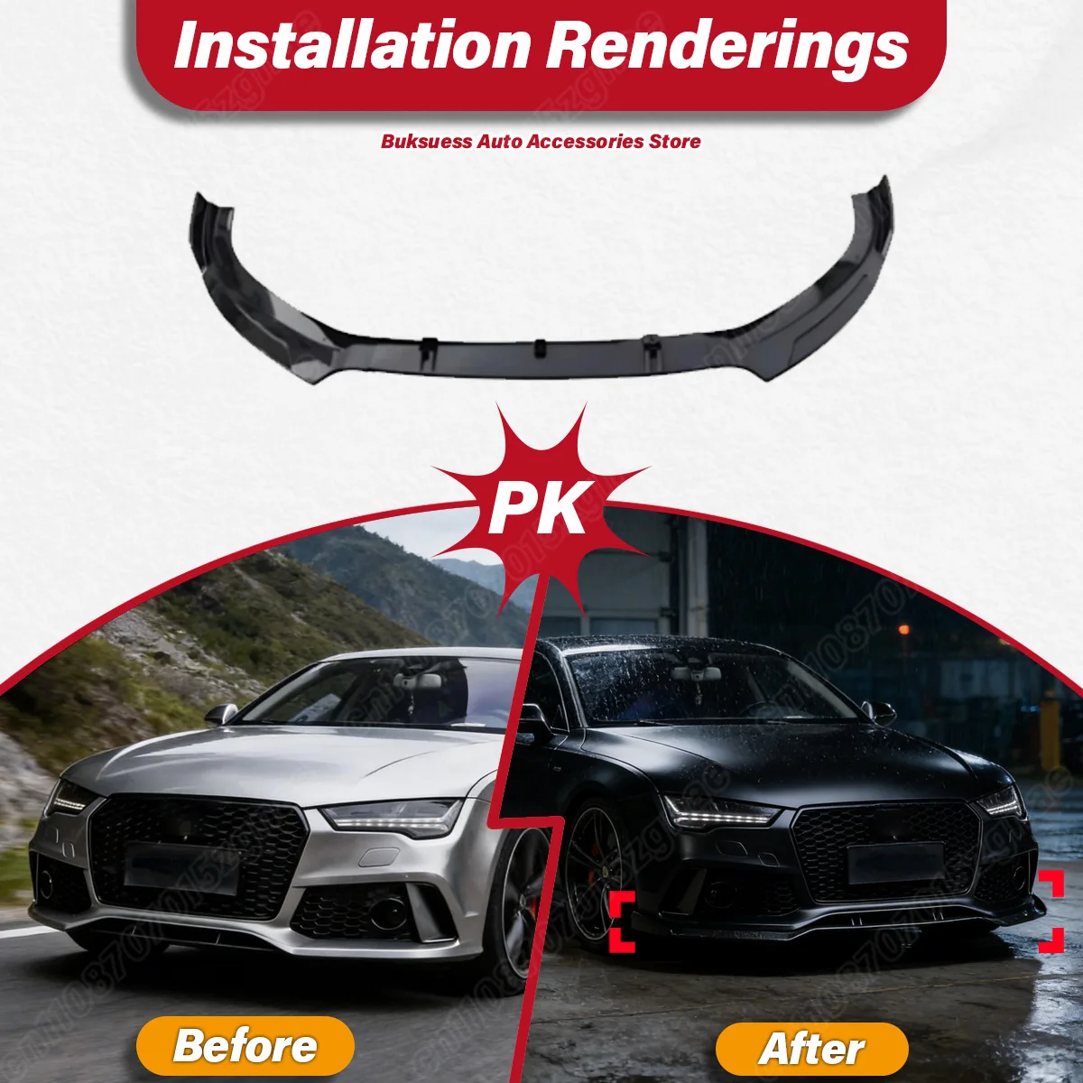 아우디 A3 S3 8V S-라인 세단 2014 2015 2016 자동차 프론트 범퍼 립 카 프론트 턱 스포일러 ABS 장식 개조 키트