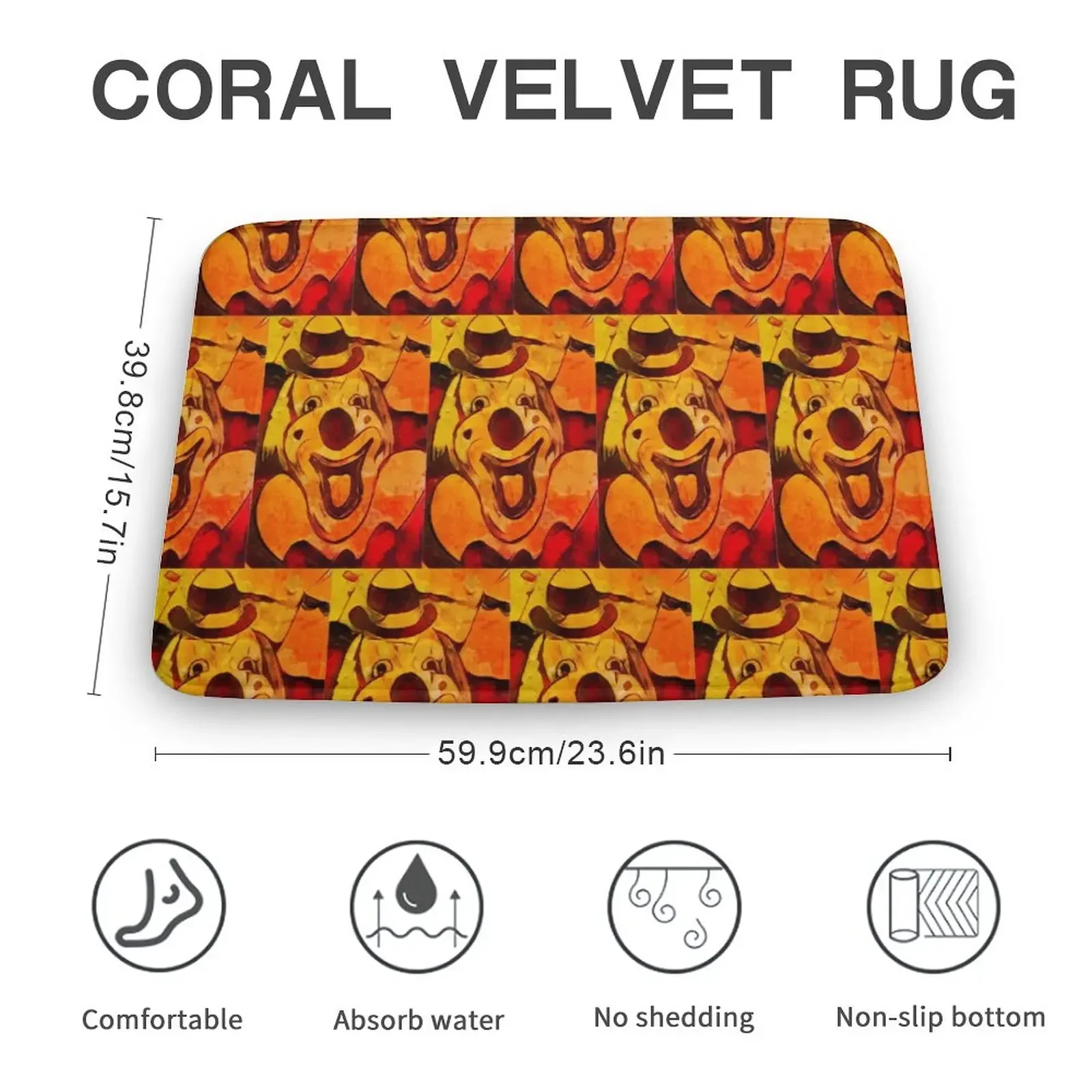 Orange Clown carpet Polyester carpet non-slip floor mat, doormat, bedroom, kitchen, bathroom decoration
