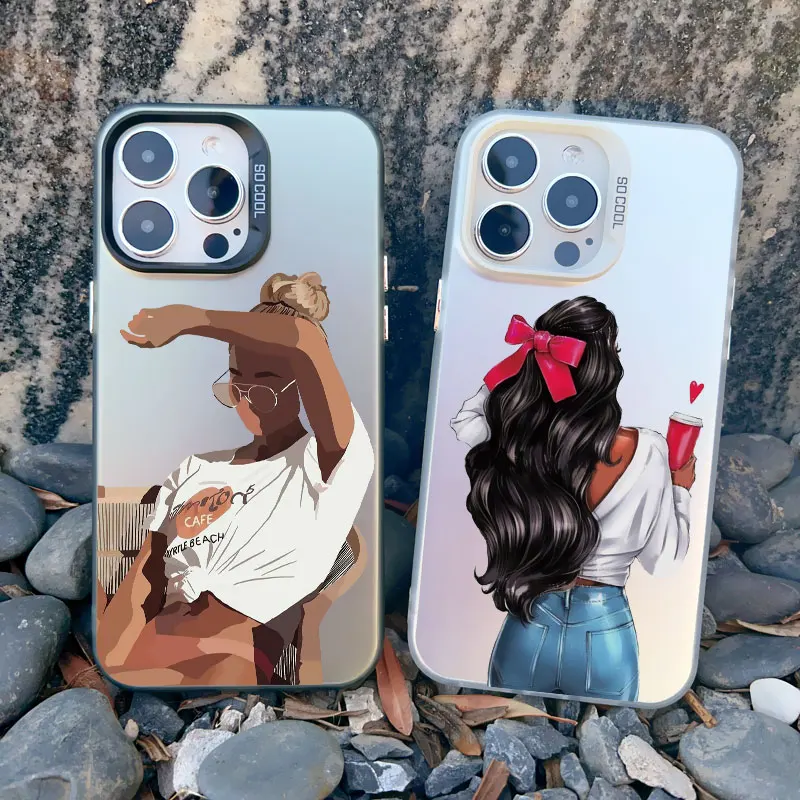 Mädchenmuster Handyhülle für iPhone 17 16 14 15 Plus Pro Max 11 12 13 Pro Max 13 Mini Stoßfeste Laser-Mode Rückseiten-Cover