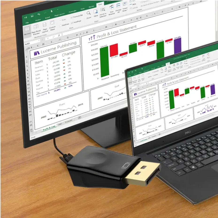 Enhanced 1080p DisplayPort to VGA Adapter for Monitors and Projectors