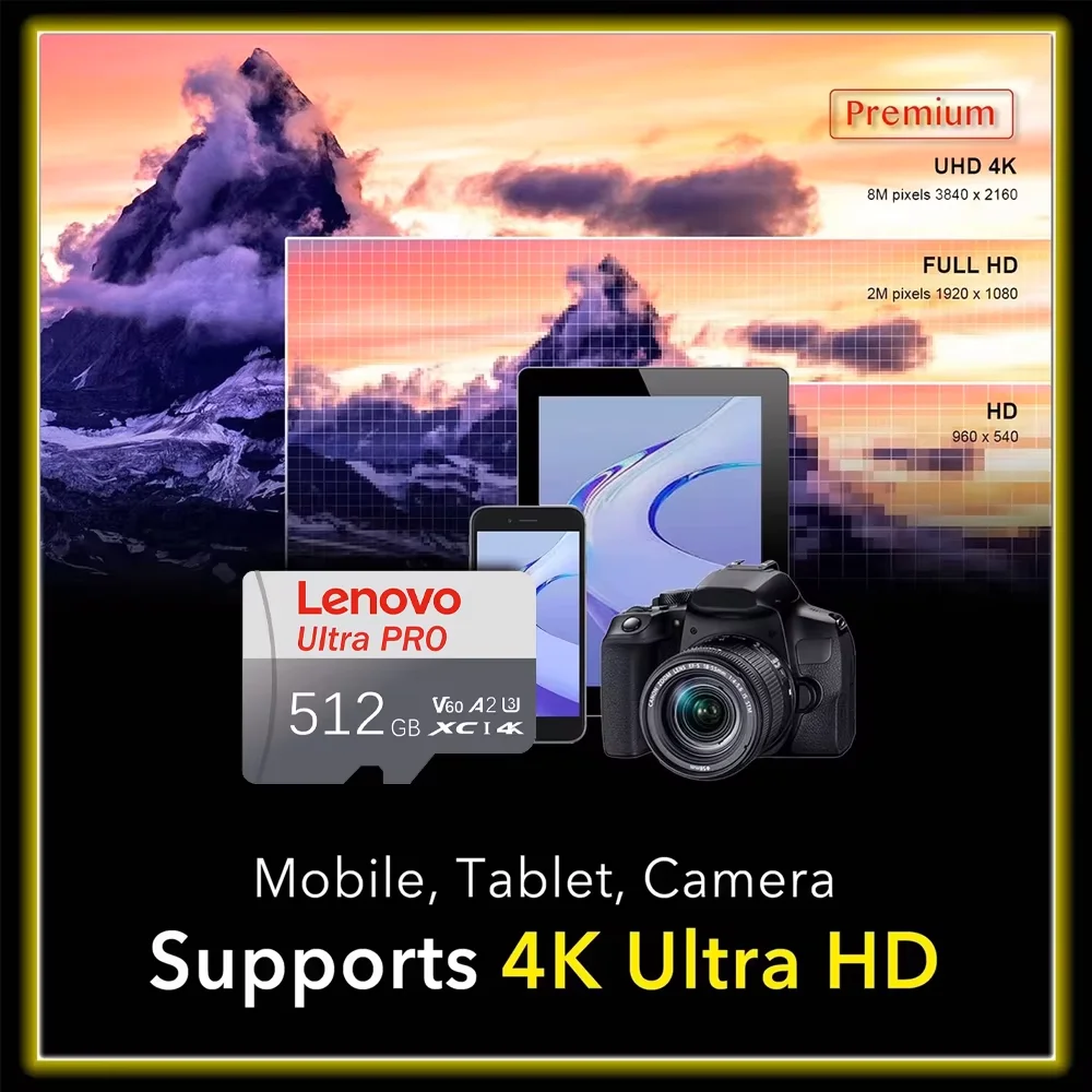 레노버 용량 마이크로 TF SD 카드 512GB 플래시 메모리 카드 고속 메모리 카드 128GB (, 레노버, 닌텐도 스위치용)