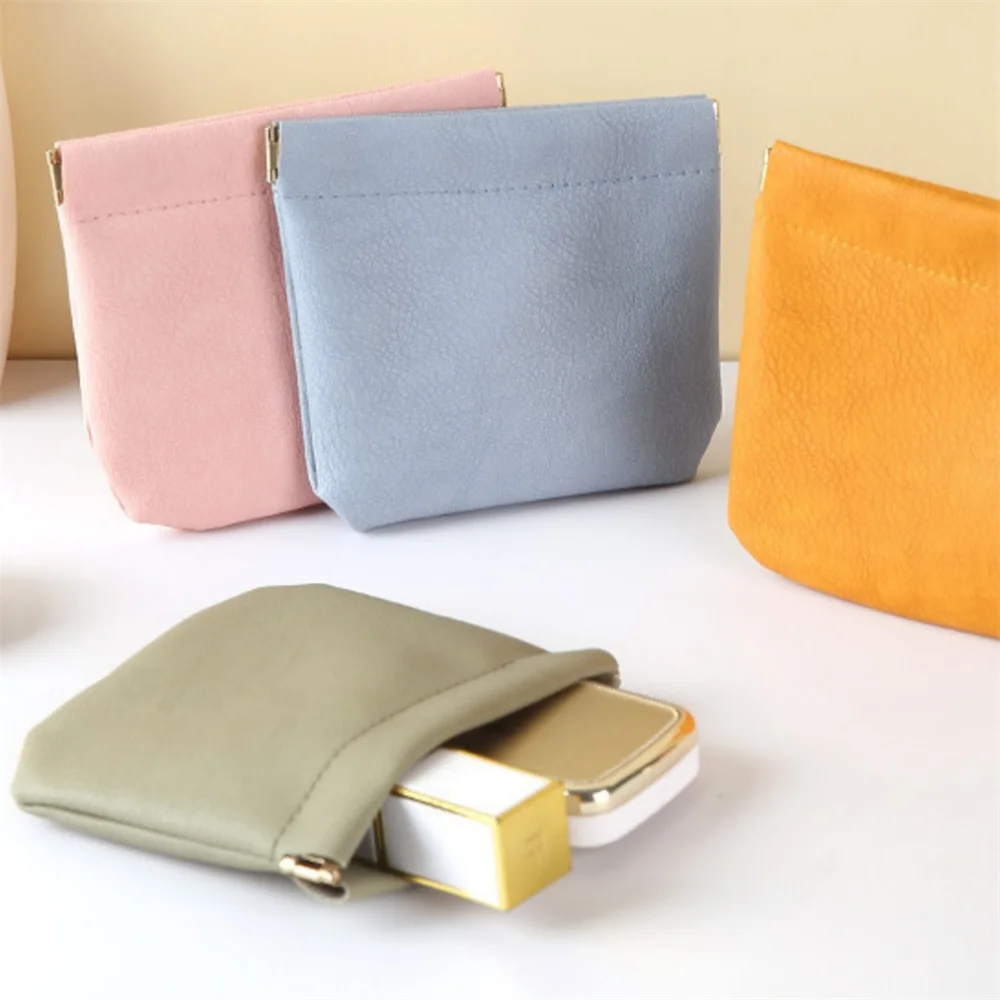 Neue Mini Lippenstift Schlüssel Schmuck Kosmetik tasche Frauen tragbare automatische Schließung Make-up Aufbewahrung tasche Beutel Pu Kopfhörer Münz geldbörse – Detail 2