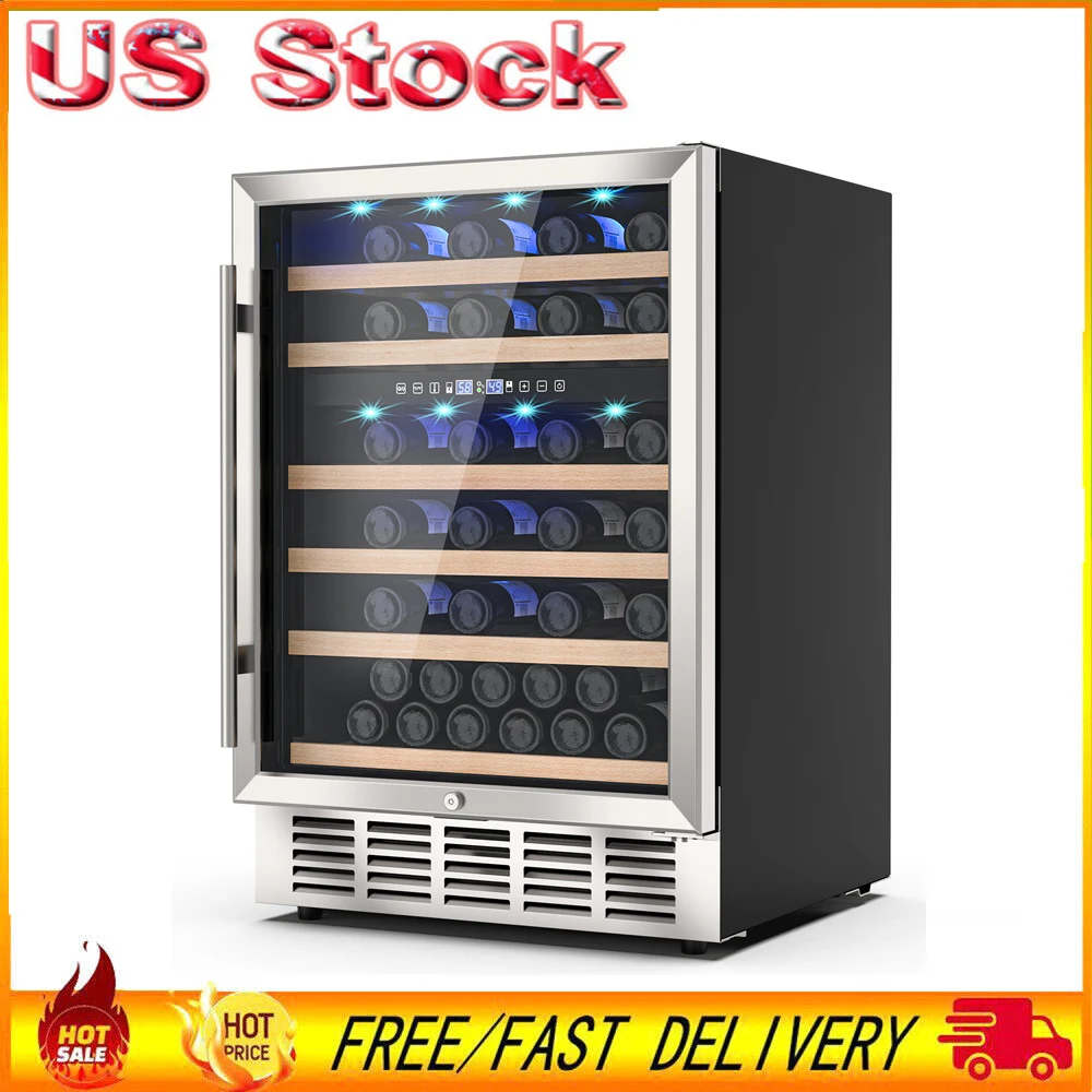 cooler master sickleflow 120 blue mfx b2dn 18npb r1 24 Inch Dual Zone Wine Cooler 51 Bottle Wine Refrigerator Stainless Steel Wine Fridge Built-in/Freestanding  Blue Interior Light