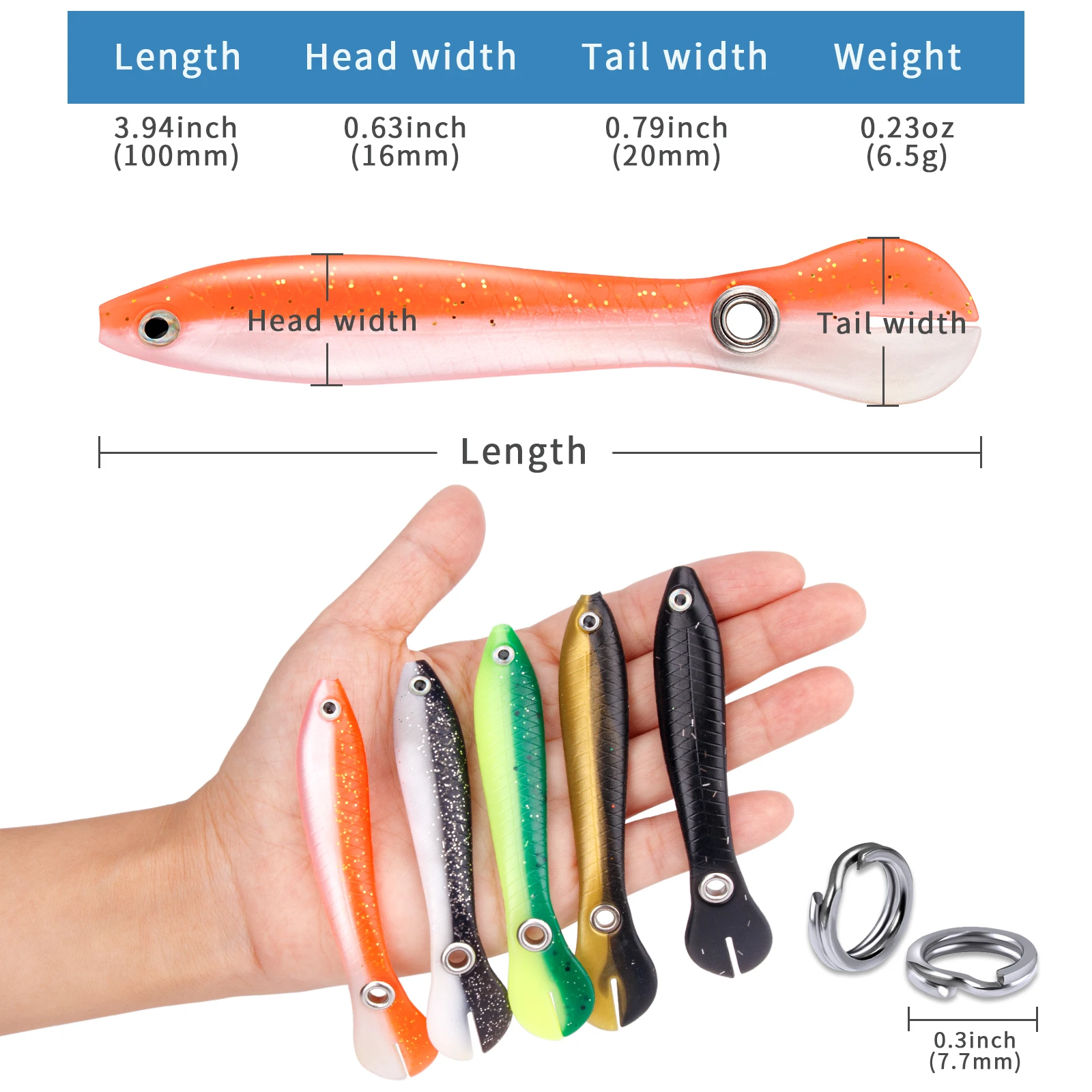 5pcs/lot Fishing Bait Lures 100mm Soft Plastic Lure Multicolor Soft  Swimbait For Bass Fishing Thkfish