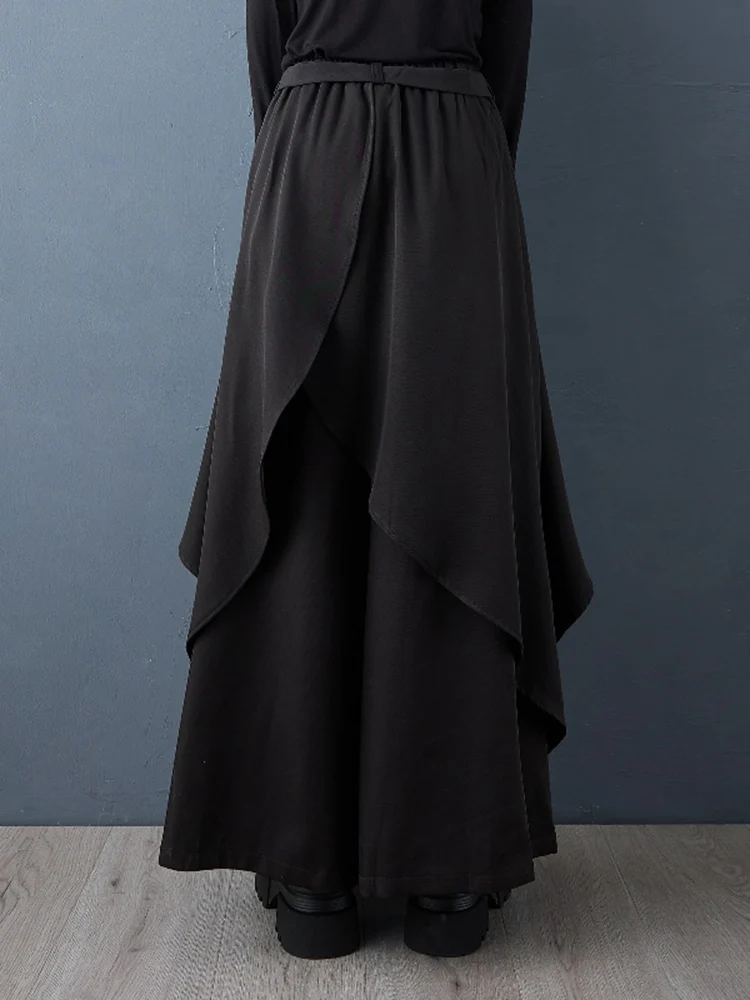 Black Vintage Irregular High Waist Wide Leg Pants Women Spring Autumn New Casual Loose Ladies Trousers Fashion Streetwear 2025