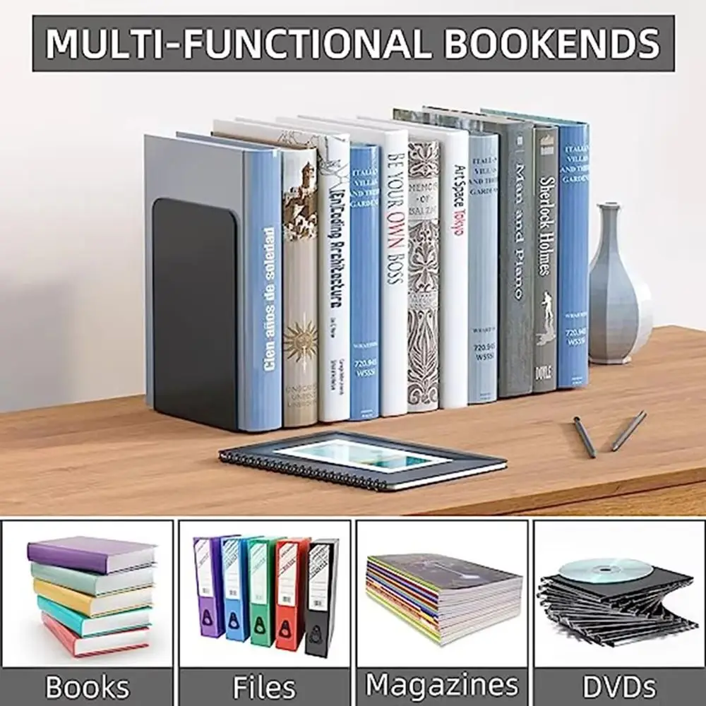 1/2Pcs L-Shaped Simple Bookend Thickened with Anti-slip Design Book Stoppers Holders Decorative Plastic Desk Bookshelf
