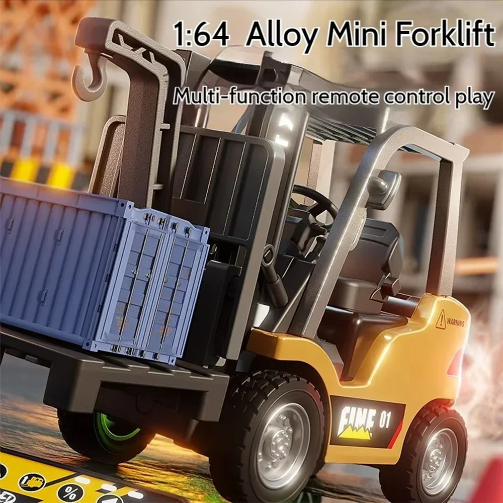 MINI Rc Trucks Forklift 1/64 Alloy Diecast Remote Control Desktop Cars for Boys Crane Liftable Car Electric Truck for KidsGift