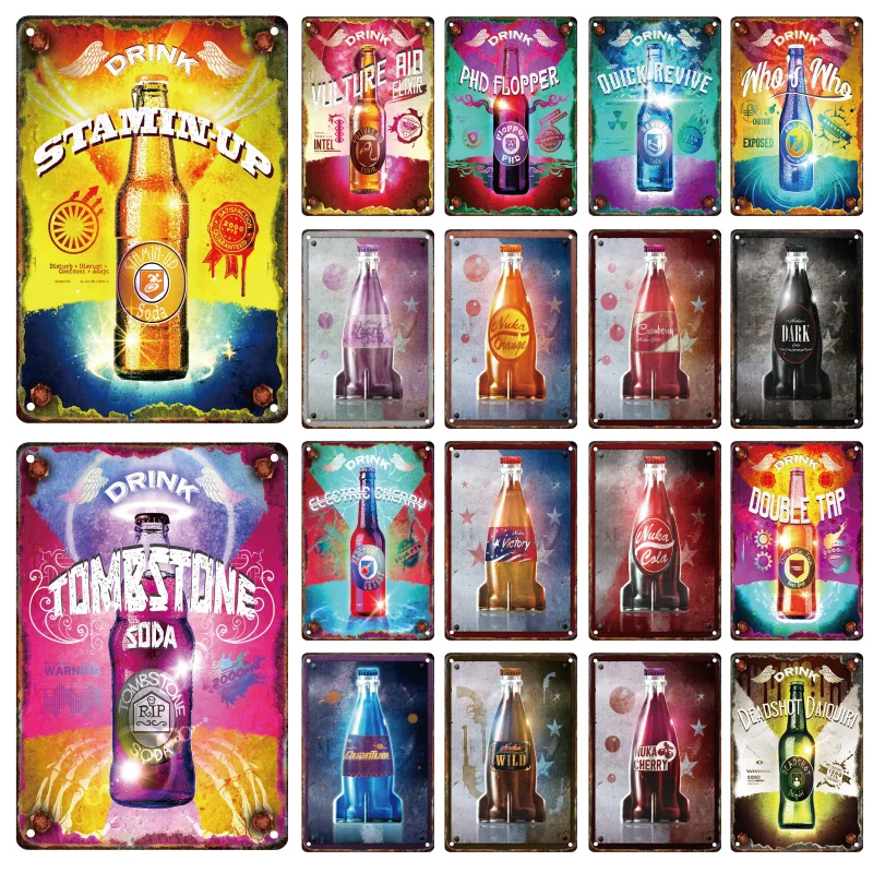 

Vintage Beer metal Poster Signage Tin Painting Beverage Advertising Plaque Home Living Room Bar Club Wall Art Decor Mural Gift