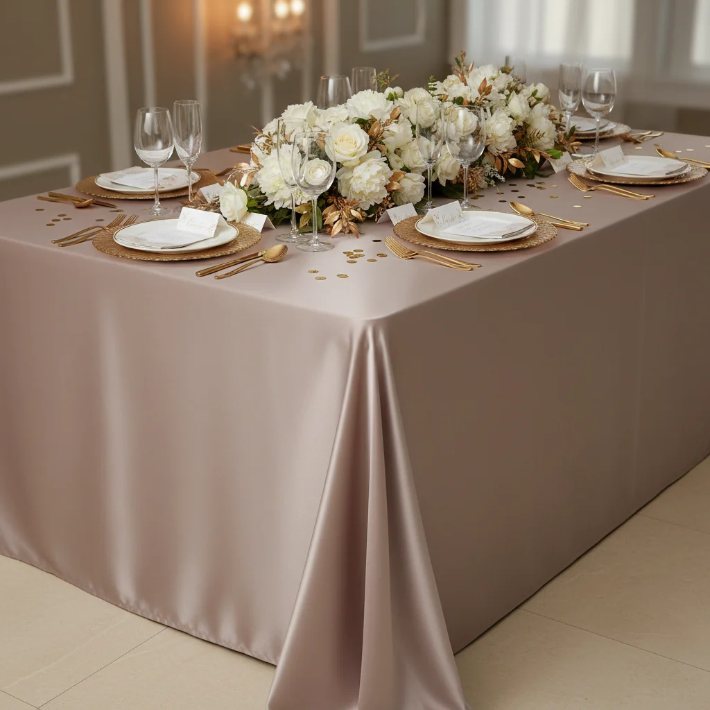 Rose Gold Satin Tablecloth - Nordic Elegance Wedding and Party Table Cover