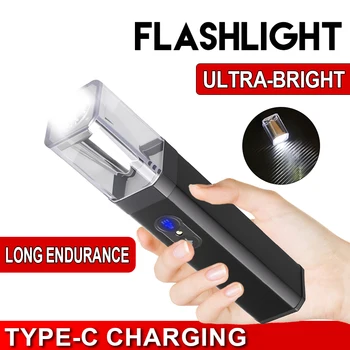 Blue/Red Light LED Flashlights USB rechargeable Self Defense Lamp Torch portable source Emergency torch for camping fishing 1