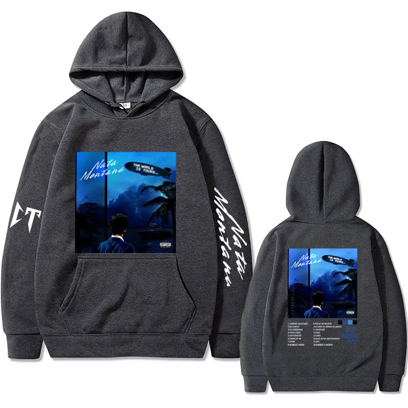 Singer Natanael Cano Nata Montana Music Album Double Sided Print Hoodie Men Women Fashion Streetwear Unisex Hip Hop Sweatshirt
