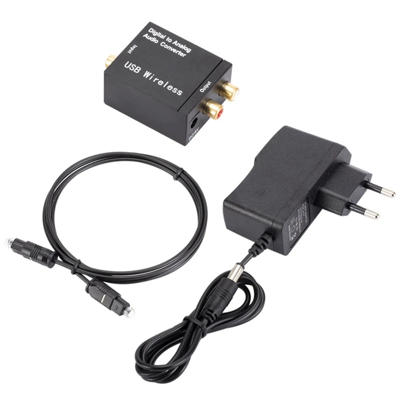 

1Set Digital To Analog Audio Converter Support Bluetooth Optical Fiber Coaxial To RCA R/L Audio Decoder SPDIF DAC Black EU Plug