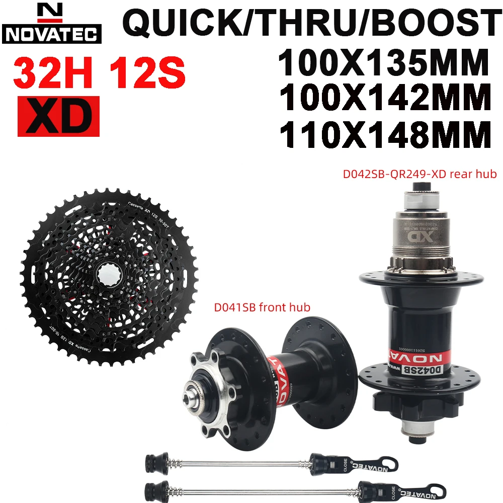 NOVATEC 32H XD 12S MTB Bike Hub 100*142mm/110*148mm Thru Axle BOOST Cube XD 12S 9 50T/10 52T