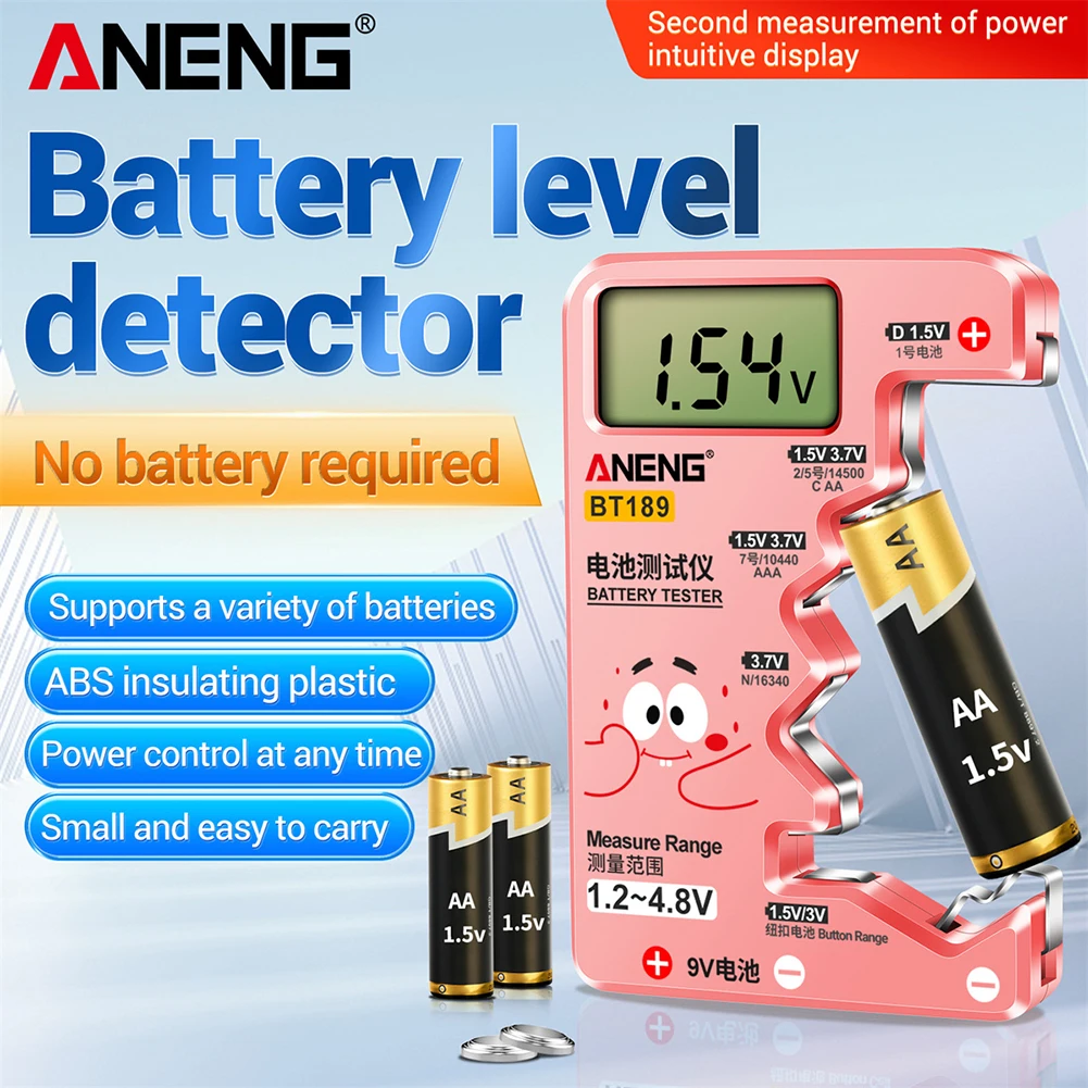 ANENG BT189 Digital Battery Tester LCD Display Battery Life Checker Portable Batteries Power