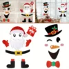 2Pcs Christmas Felt Door Sticker Santa Claus Snowman Pattern DIY Art Decals for Indoor Outdoor 2024 Navidad Party Decor Supplies 1
