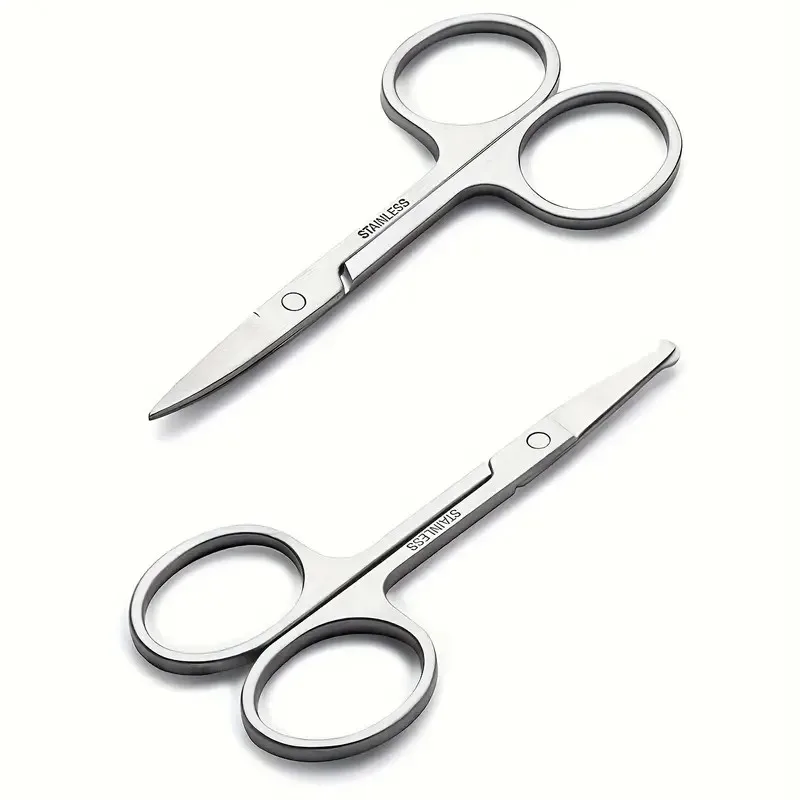 Stainless Steel Eyebrow Scissors Facial Hair Small Grooming Scissors - Eyebrow, Nose Hair & Beard Trimming Scissors For Men And 2
