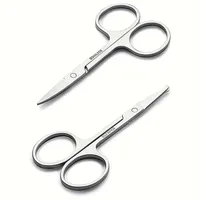 Stainless Steel Eyebrow Scissors Facial Hair Small Grooming Scissors - Eyebrow, Nose Hair & Beard Trimming Scissors For Men And 2