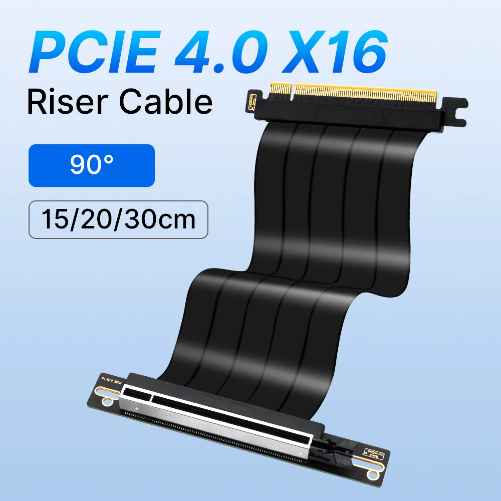 PCIE 4.0 X16 Riser Cable 90° Graphics Card vertical Mounting Extension Cord Male To Female Flexible Extender For Desktop PC